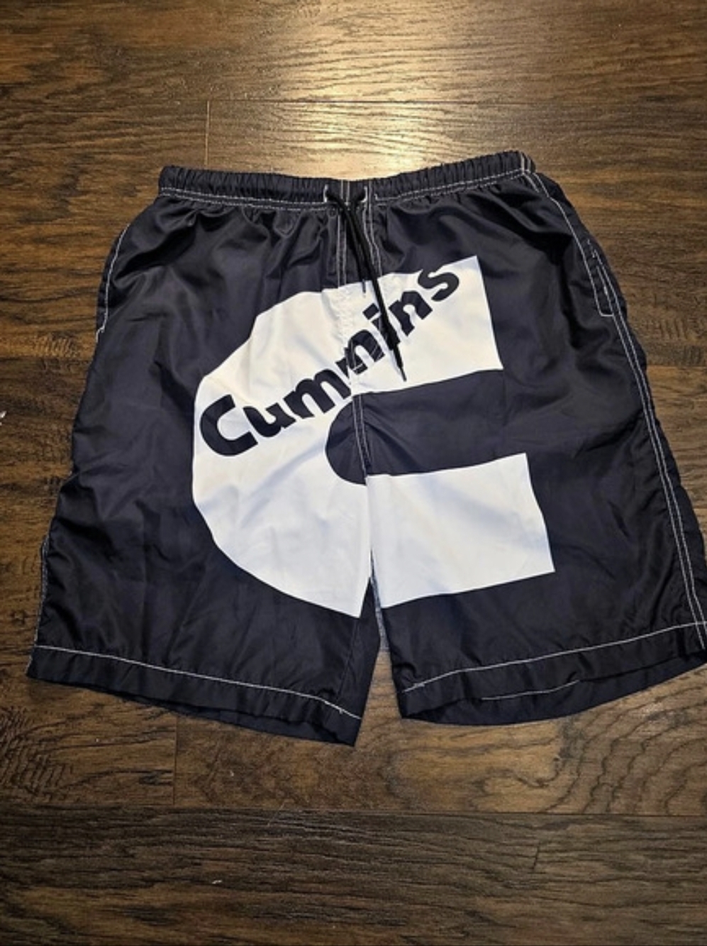 Vintage Cummins Color Block Swim Trunks Size Medium In Navy Blue